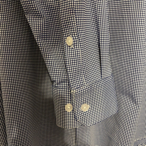 Mizzen + Main Dark Blue Gingham Button Front Long Sleeve Shirt Size XL Trim Fit - Picture 4 of 6